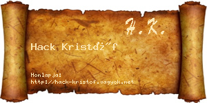 Hack Kristóf névjegykártya