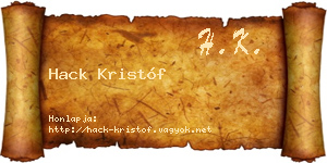 Hack Kristóf névjegykártya